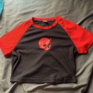 Small Red and black crop top